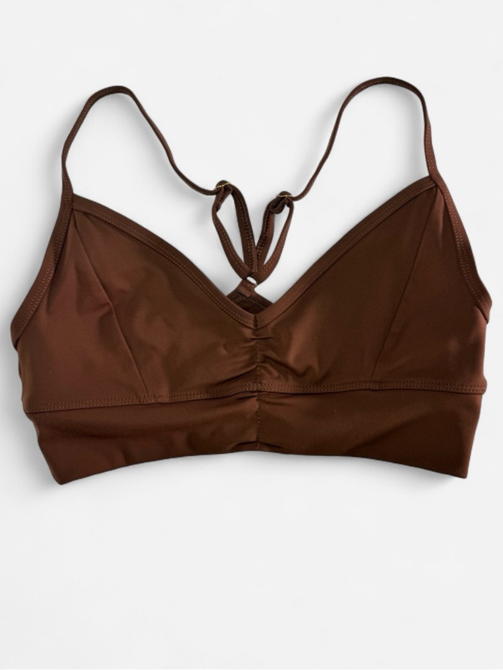 MONDAY Active Brown V-Neck Strappy Sports Bra - Size S
